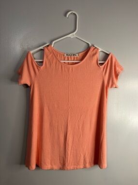 Michael Stars Peach Cold-Shoulder Scoop Neck Top Size Small